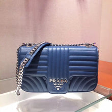 Load image into Gallery viewer, Prada Diagramme Flap Bag In Blue Calfskin
