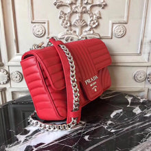 Load image into Gallery viewer, Prada Diagramme Flap Bag In Red Calfskin
