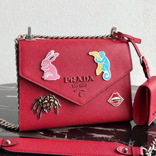 Load image into Gallery viewer, Prada Red Monochrome Flap Bag With Metal Appliques
