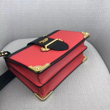 Load image into Gallery viewer, Prada Large Cahier Bag In Red/Black Leather
