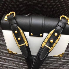 Load image into Gallery viewer, Prada Large Cahier Bag In White/Black Leather
