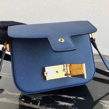 Load image into Gallery viewer, Prada Embleme Bag In Blue Saffiano Leather
