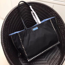 Load image into Gallery viewer, Prada Black Etiquette Fabric Tote With Metal Stud Trim
