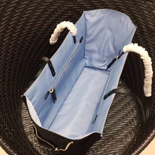 Load image into Gallery viewer, Prada Black Etiquette Fabric Tote With Metal Stud Trim
