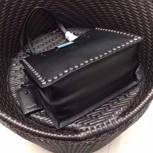 Load image into Gallery viewer, Prada Black Etiquette Calfskin Tote With Metal Stud Trim
