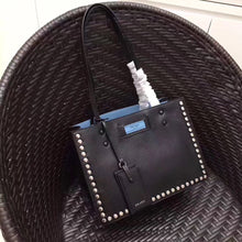 Load image into Gallery viewer, Prada Black Etiquette Calfskin Tote With Metal Stud Trim
