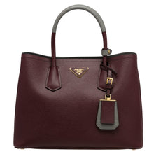 Load image into Gallery viewer, Prada Bicolor Double Medium Garnet Saffiano Bag
