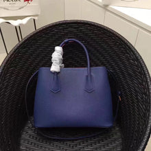 Load image into Gallery viewer, Prada Blue Saffiano Double Medium Bag

