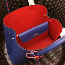 Load image into Gallery viewer, Prada Blue Saffiano Double Medium Bag
