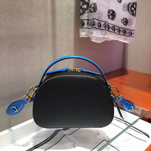 Load image into Gallery viewer, Prada Odette Black Saffiano And Blue Crocodile Bag
