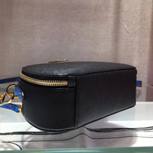 Load image into Gallery viewer, Prada Odette Black Saffiano And Blue Crocodile Bag
