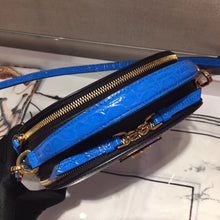 Load image into Gallery viewer, Prada Odette Black Saffiano And Blue Crocodile Bag
