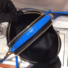 Load image into Gallery viewer, Prada Odette Black Saffiano And Blue Crocodile Bag
