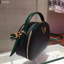 Load image into Gallery viewer, Prada Odette Black Saffiano And Green Crocodile Bag

