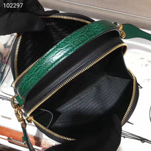 Load image into Gallery viewer, Prada Odette Black Saffiano And Green Crocodile Bag
