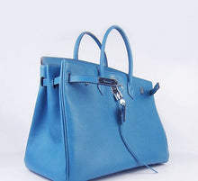 Load image into Gallery viewer, Hermes Birkin 35cm Togo Leather Handbags 6099 Blue Silver
