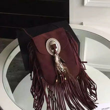 Load image into Gallery viewer, Yves Saint Laurent Anita Fringed Flat Bag In Bordeaux Suede Leather
