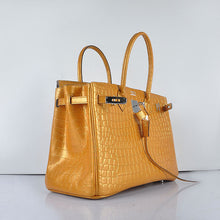 Load image into Gallery viewer, Hermes Birkin 35cm 6089 New Golden Crocodile Vein Handbags Silver
