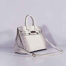 Load image into Gallery viewer, Hermes Birkin 30cm Crocodile Leather Bag With Strap Grey White Gold
