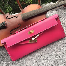 Load image into Gallery viewer, Hermes Rose Red Handcrafted Kelly Cut Clutch
