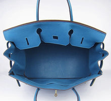 Load image into Gallery viewer, Hermes Birkin 35cm Togo Leather Handbags 6099 Blue Golden
