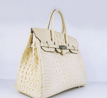 Load image into Gallery viewer, Hermes Birkin 35cm Crocodile Head Veins Handbags Beige Silver
