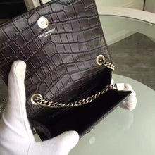 Load image into Gallery viewer, Yves Saint Laurent Small Monogram Satchel Bag In Black Crocodile Leather
