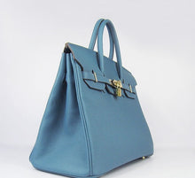 Load image into Gallery viewer, Hermes Birkin 35cm Cattle Skin Vein Handbags Blue Golden
