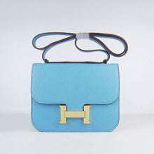 Load image into Gallery viewer, Hermes Constance Cowskin Leather Bag H017 light blue golden
