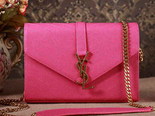 Load image into Gallery viewer, Yves Saint Laurent Small Monogramme Satchel Lipstick Fuchsia Grain Textured Matelasse Leather

