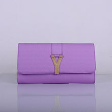 Load image into Gallery viewer, Yves Saint Laurent Lady Genuine Leather Purse Purple 39321
