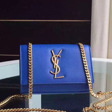 Load image into Gallery viewer, Yves Saint Laurent Small Monogram Satchel Bag In Blue Leather
