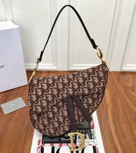 Load image into Gallery viewer, Dior Mini Saddle Bag In Bordeaux Oblique Jacquard Canvas
