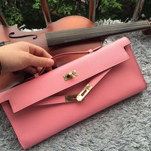 Load image into Gallery viewer, Hermes Pink Handcrafted Kelly Cut Clutch
