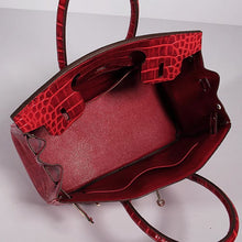 Load image into Gallery viewer, Hermes Birkin 30cm Crocodile Leather Bag With Strap Red Gold
