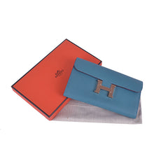 Load image into Gallery viewer, Hermes Wallet H6023 Ladies Cow Leather Blue
