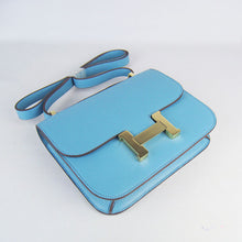 Load image into Gallery viewer, Hermes Constance Cowskin Leather Bag H017 light blue golden
