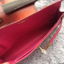 Load image into Gallery viewer, Hermes Rose Red Handcrafted Kelly Cut Clutch
