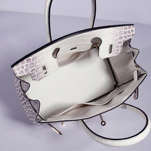 Load image into Gallery viewer, Hermes Birkin 30cm Crocodile Leather Bag With Strap Grey White Gold
