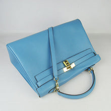 Load image into Gallery viewer, Hermes Kelly 35cm Togo Leather Handbag Light Blue/Golden
