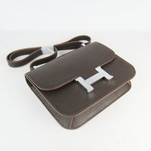 Load image into Gallery viewer, Hermes Constance Cowskin Leather Bag H017 dark coffee silver
