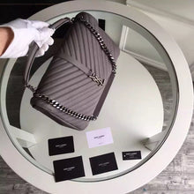 Load image into Gallery viewer, Yves Saint Laurent Large Monogram College Bag in Grey Goatskin
