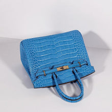 Load image into Gallery viewer, Hermes Birkin 30cm Crocodile Leather Bag With Strap Blue Gold
