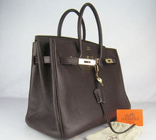 Load image into Gallery viewer, Hermes Birkin 35cm Togo Leather Handbags Dark Coffee Golden
