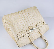 Load image into Gallery viewer, Hermes Birkin 35cm Crocodile Head Veins Handbags Beige Silver
