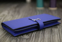 Load image into Gallery viewer, Hermes Bearn Gusset Wallet In Electric Blue Leather
