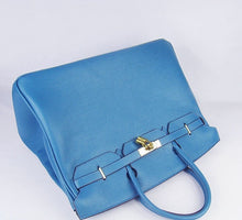Load image into Gallery viewer, Hermes Birkin 35cm Togo Leather Handbags 6099 Blue Golden
