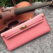 Load image into Gallery viewer, Hermes Pink Handcrafted Kelly Cut Clutch
