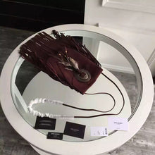 Load image into Gallery viewer, Yves Saint Laurent Anita Fringed Flat Bag In Bordeaux Suede Leather
