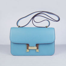 Load image into Gallery viewer, Hermes Calf Leather Message Bag H020 Light Blue Golden
